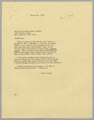 [Letter from Jeane Bertig Kempner to Swiss American Hand Laundry, March 22, 1956]
