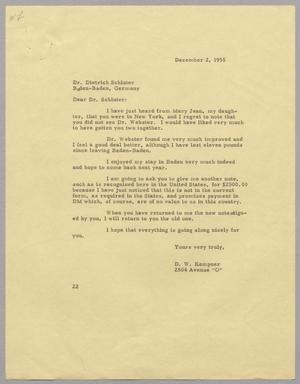 [Letter from Daniel W. Kempner to Dr. Dietrich Schlüter, December 2, 1955]