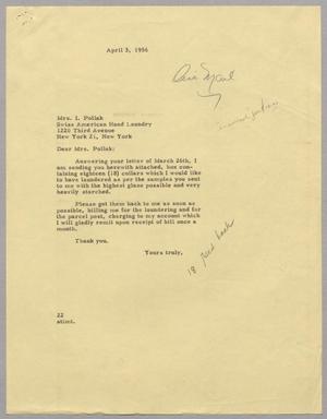[Letter from Jeane Bertig Kempner to Mrs. I. Pollak, April 3, 1956]