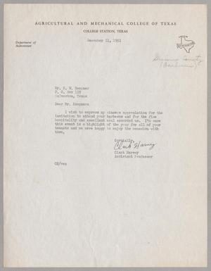 [Letter from Clark Harvey to D. W. Kempner, December 11, 1951]