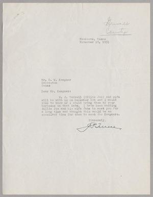 [Letter from J. P. Terrell to Mr. D. W. Kempner, November 19, 1951]