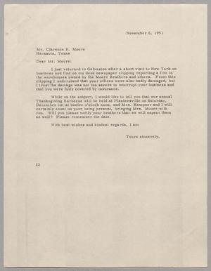 [Letter from Daniel W. Kempner to Clarence H. Moore, November 6, 1951]