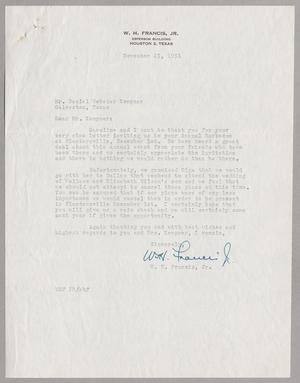 [Letter from W. H. Francis to Daniel W. Kempner, November 21, 1951]