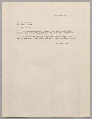 [Letter from Daniel W. Kempner to J. R. Pirtle, November 13, 1951]