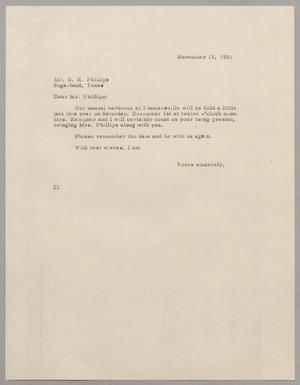 [Letter from D. W. Kempner to R. K. Phillips, November 13, 1951]