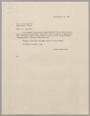 [Letter from D. W. Kempner to J. M. Schrum, November 13, 1951]