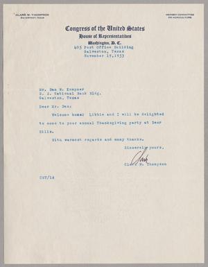 [Letter from Clark W. Thompson to Dan W. Kempner, November 19, 1953]