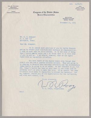[Letter from W. R. Poage to Daniel W. Kempner, November 23, 1953]