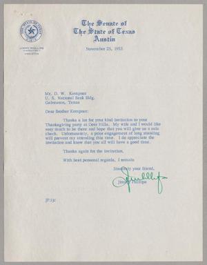 [Letter from Jimmy Phillips to Daniel W. Kempner, November 25, 1953]