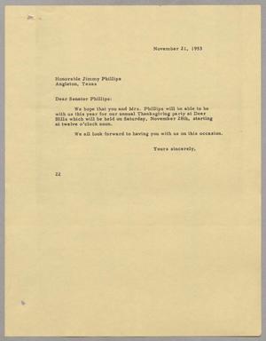 [Letter from D. W. Kempner to Jimmy Phillips, November 21, 1953]