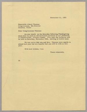 [Letter from Daniel W. Kempner to Albert Thomas, November 21, 1953]