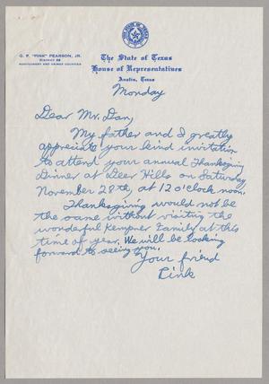 [Letter from G. P. "Pink" Pearson, Jr., to Dan Kempner]