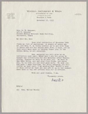 [Letter from Walter F. Woodul to Daniel W. Kempner, November 17, 1953]