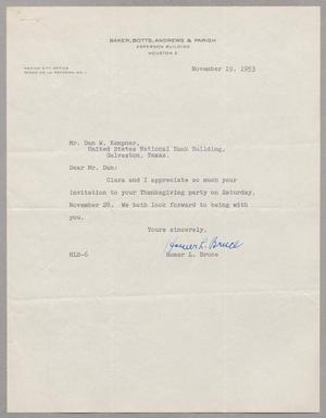 [Letter from Homer L. Bruce to Daniel W. Kempner, November 19, 1953]
