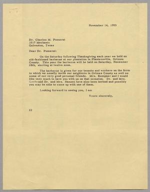 [Letter from Daniel W. Kempner to Charles M. Pomerat, November 14, 1953]