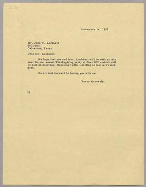 [Letter from Daniel W. Kempner to John W. Lockhart, November 14, 1953]