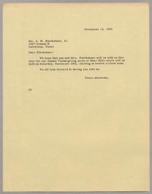 [Letter from D. W. Kempner to A. H. Blackshear, Jr., November 14, 1953]