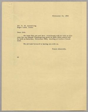 [Letter from D. W. Kempner to Robert M. Armstrong, November 14, 1953]