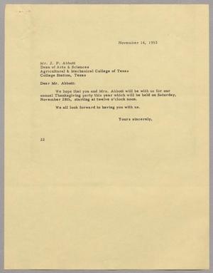 [Letter from Daniel W. Kempner to J. P. Abbott, November 14, 1953]