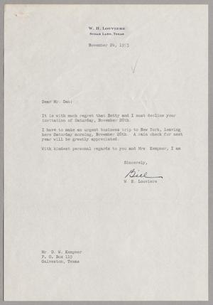 [Letter from W. H. Louviere to D. W. Kempner, November 24, 1953]