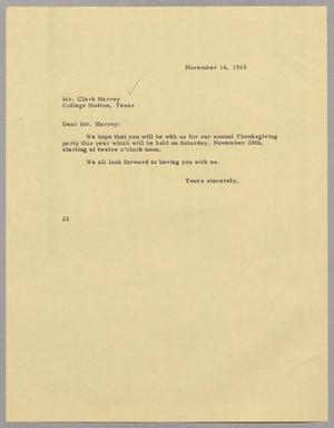 [Letter from D. W. Kempner to Clark Harvey, November 14, 1953]