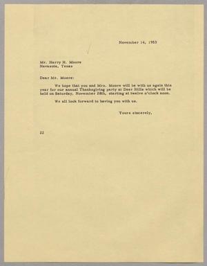 [Letter from D. W. Kempner to Harry H. Moore, November 14, 1953]