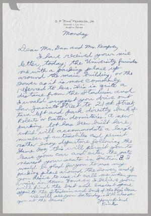 [Letter from G. P. "Pink" Pearson, Jr., to Dan and Jeane Kempner, November 1952?]