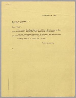 [Letter from Daniel W. Kempner to G. P. Pearson, Jr., November 14, 1952]