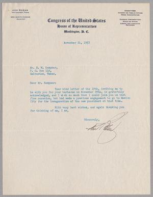[Letter from Ken Regan to Daniel W. Kempner, November 24, 1952]