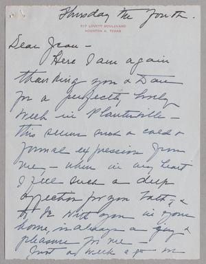 [Letter from Rosie Hamilton to Jeane Kempner, December 4, 1952]