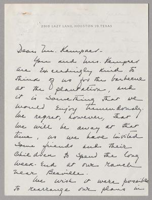 Primary view of object titled '[handwritten Letter from Hugo V. Neuhaus, Jr. to Daniel W. Kempner, November 21, 1952]'.
