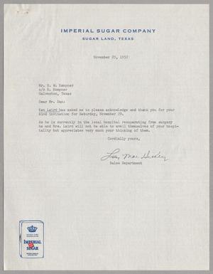 [Letter from Lily M. Hickey to Daniel W. Kempner, November 25, 1952]
