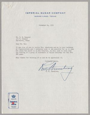 [Letter from R. M. Armstrong to Daniel W. Kempner, November 24, 1952]