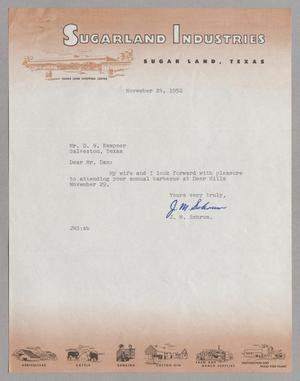 [Letter from J. M. Schrum to D. W. Kempner, November 24, 1952]
