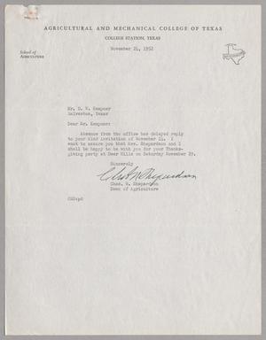 [Letter from Charles N. Shepardson to D. W. Kempner, November 14, 1952]