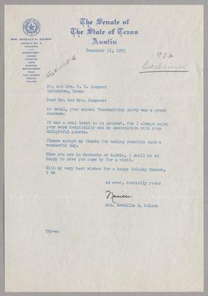 [Letter from Neveille H. Colson to Mr. and Mrs. Daniel W. Kempner, December 11, 1952]