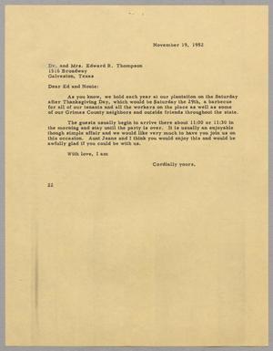[Letter from Daniel W. Kempner to Mr. and Mrs. Edward R. Thompson, November 19, 1952]