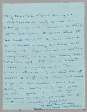 [Handwritten Letter from Mrs. Martin to Mr. and Mrs. Kempner]