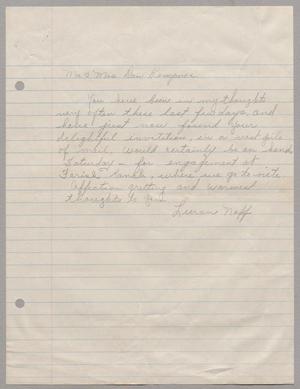 [Handwritten Letter from Laura Neff to Mr. and Mrs. Daniel W. Kempner]