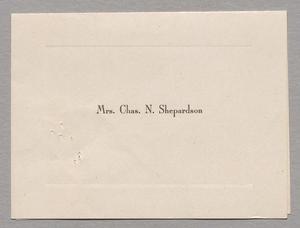 [Letter from Mrs. Charles N. Shepardson to Kempner]