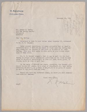 [Letter from Ray I. Mehan to Joseph R. Bertig, December 23, 1944]