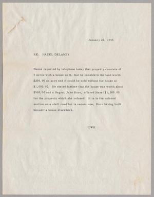 [Letter from Daniel W. Kempner to Bryan F. Williams Jr., January 22, 1955]