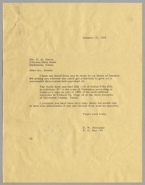 [Letter from Daniel W. Kempner to C. A. Deese, January 15, 1955]