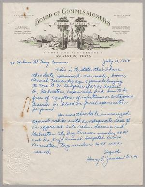 [Letter from Dr. Henry E. Jameson, July 13, 1954]