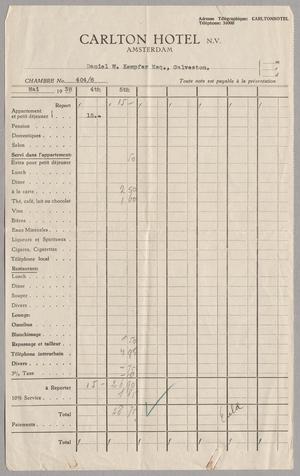 [Invoice for Services Rendered to Carlton Hotel, May 1938]