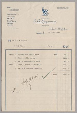 [Invoice for Items Purchased by D. W. Kempner, April 1938]