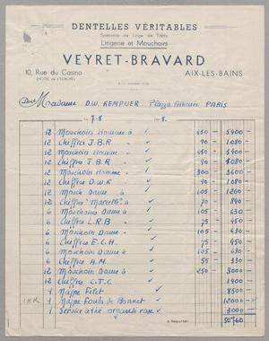 [Invoice for Items Purchased by D. W. Kempner, July 1948]