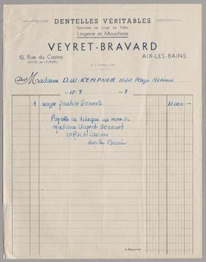 [Invoice for Balance Due to Hotel Plazza Athèneè, December 1948]