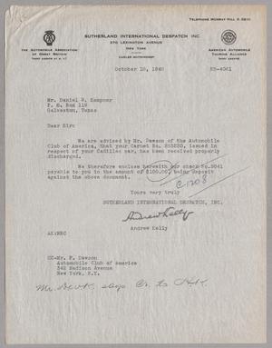 [Letter from Sutherland International Despatch to Daniel W. Kempner, October 18, 1948]