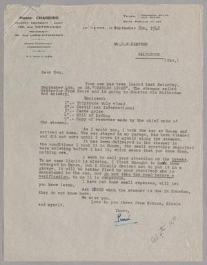 Primary view of object titled '[Letter from Pierre Chardine to Daniel W. Kempner, September 8,1948]'.
